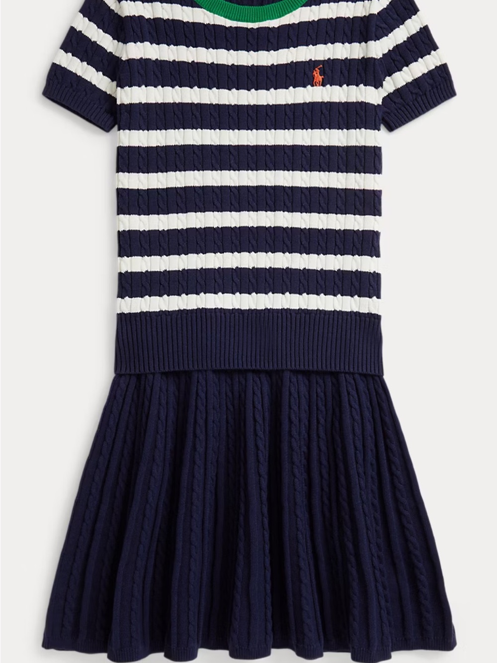 Ralph Lauren Navy, White & Green Striped Knit Dress